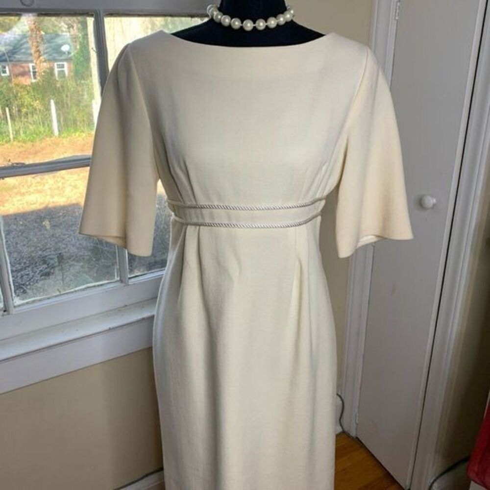 Vintage Elegant Cream Midi Dress